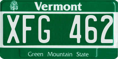 VT license plate XFG462