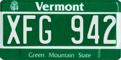 VT license plate XFG942