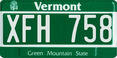 VT license plate XFH758
