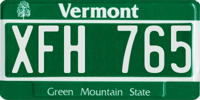 VT license plate XFH765