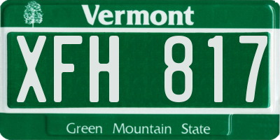 VT license plate XFH817