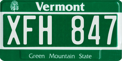 VT license plate XFH847