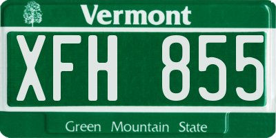 VT license plate XFH855