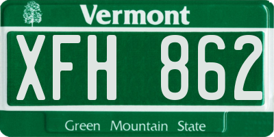 VT license plate XFH862
