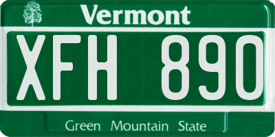 VT license plate XFH890