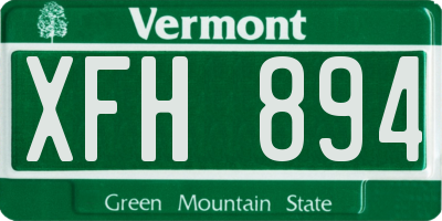 VT license plate XFH894