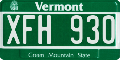 VT license plate XFH930
