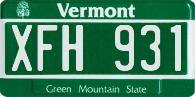 VT license plate XFH931