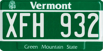 VT license plate XFH932
