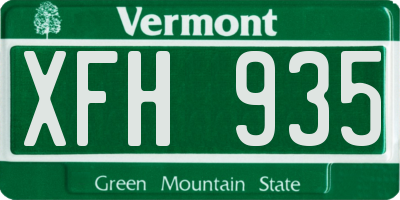 VT license plate XFH935