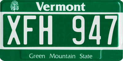 VT license plate XFH947