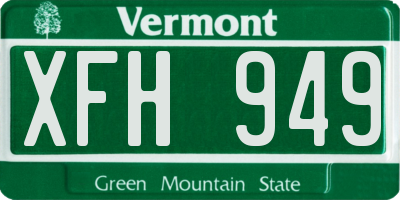 VT license plate XFH949