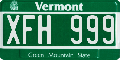 VT license plate XFH999