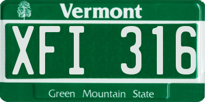 VT license plate XFI316