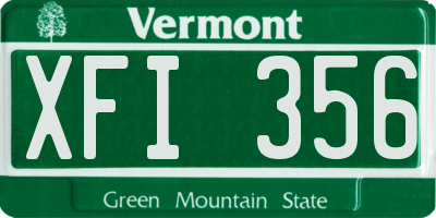 VT license plate XFI356