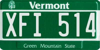 VT license plate XFI514