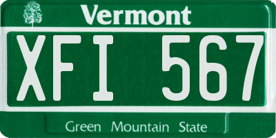 VT license plate XFI567