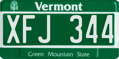 VT license plate XFJ344