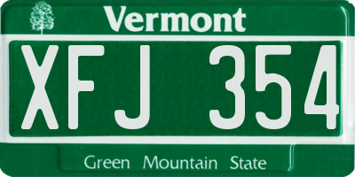 VT license plate XFJ354