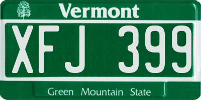 VT license plate XFJ399