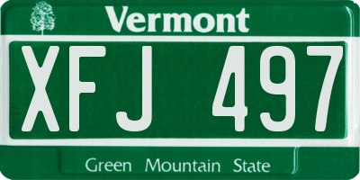 VT license plate XFJ497