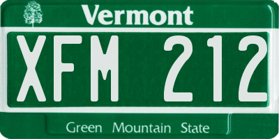 VT license plate XFM212
