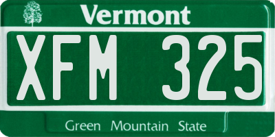 VT license plate XFM325