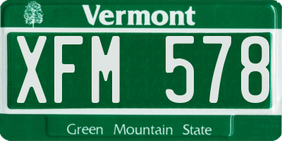 VT license plate XFM578