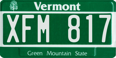 VT license plate XFM817
