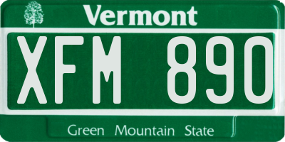 VT license plate XFM890