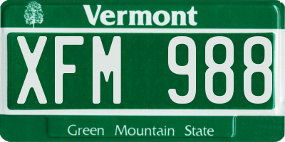 VT license plate XFM988