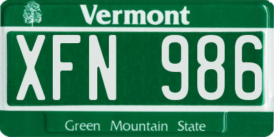 VT license plate XFN986