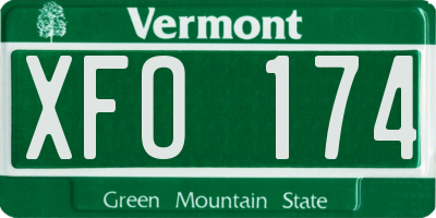 VT license plate XFO174