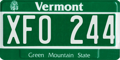 VT license plate XFO244