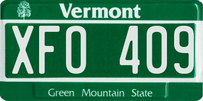 VT license plate XFO409