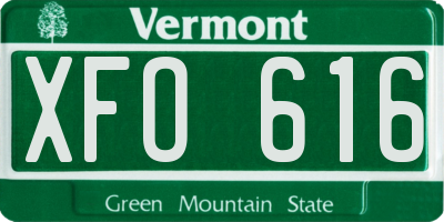 VT license plate XFO616