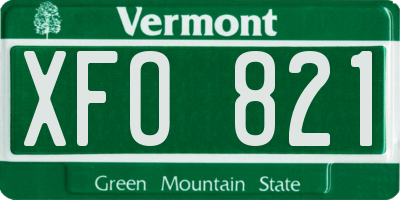 VT license plate XFO821