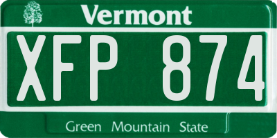 VT license plate XFP874