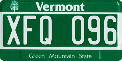 VT license plate XFQ096
