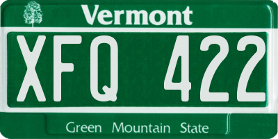 VT license plate XFQ422
