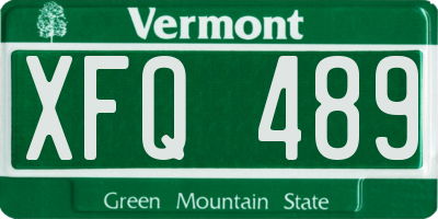 VT license plate XFQ489