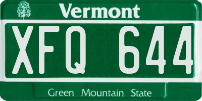 VT license plate XFQ644