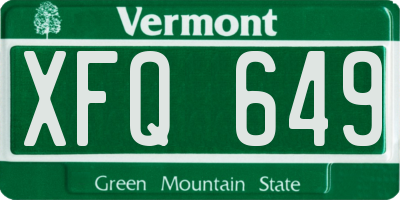 VT license plate XFQ649