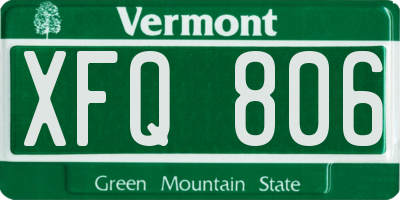VT license plate XFQ806