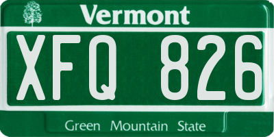 VT license plate XFQ826