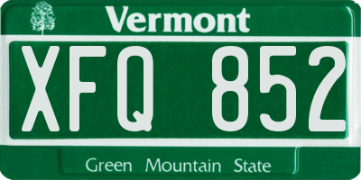 VT license plate XFQ852