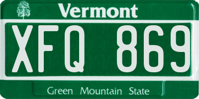 VT license plate XFQ869