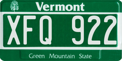 VT license plate XFQ922