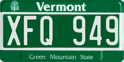 VT license plate XFQ949