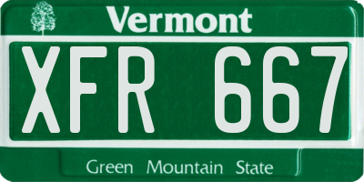 VT license plate XFR667